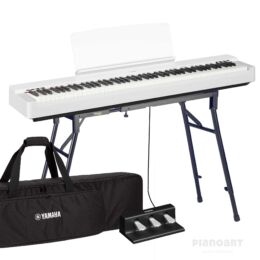 Portable Set Yamaha P-225 in Weiß mit Tasche, Stand und Pedale