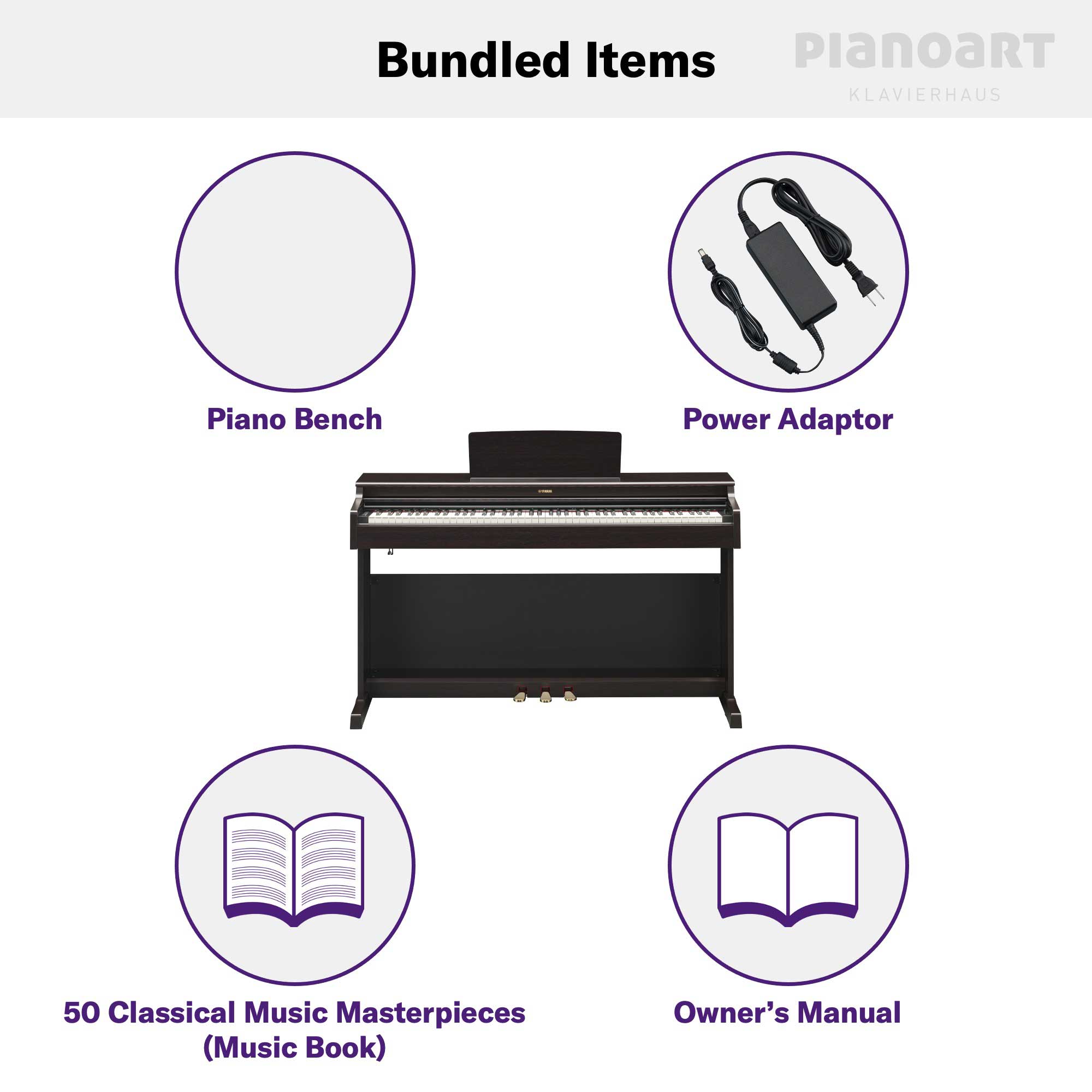 Lieferumfang Yamaha Arius YDP-165 Digital Piano