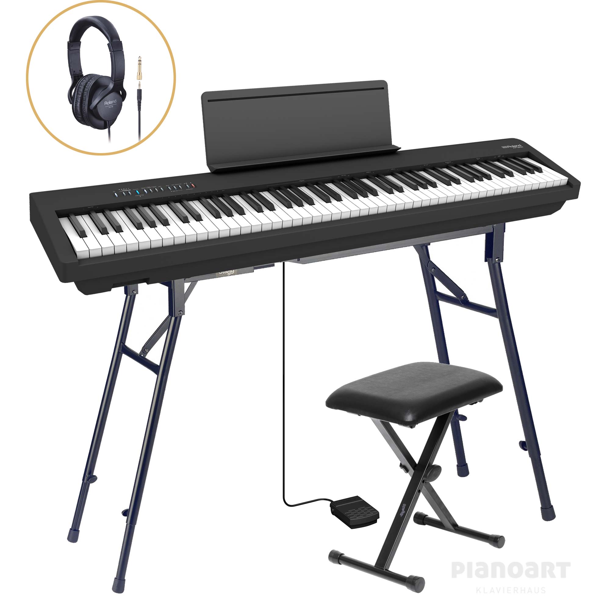 Roland FP-30 X Portable Set BK mit Stand, Bank und Kopfhörer