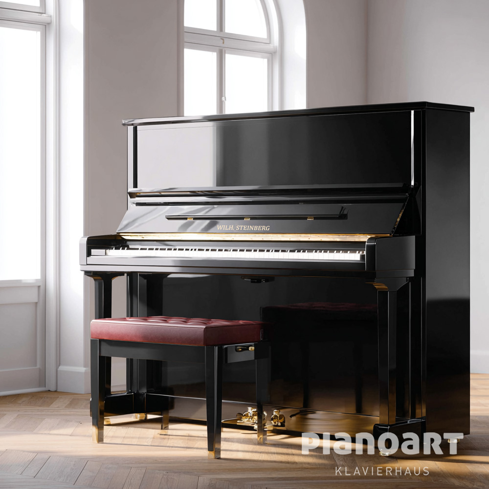 Klavier Wilh. Steinberg S 125 in Schwarz mit Bank
