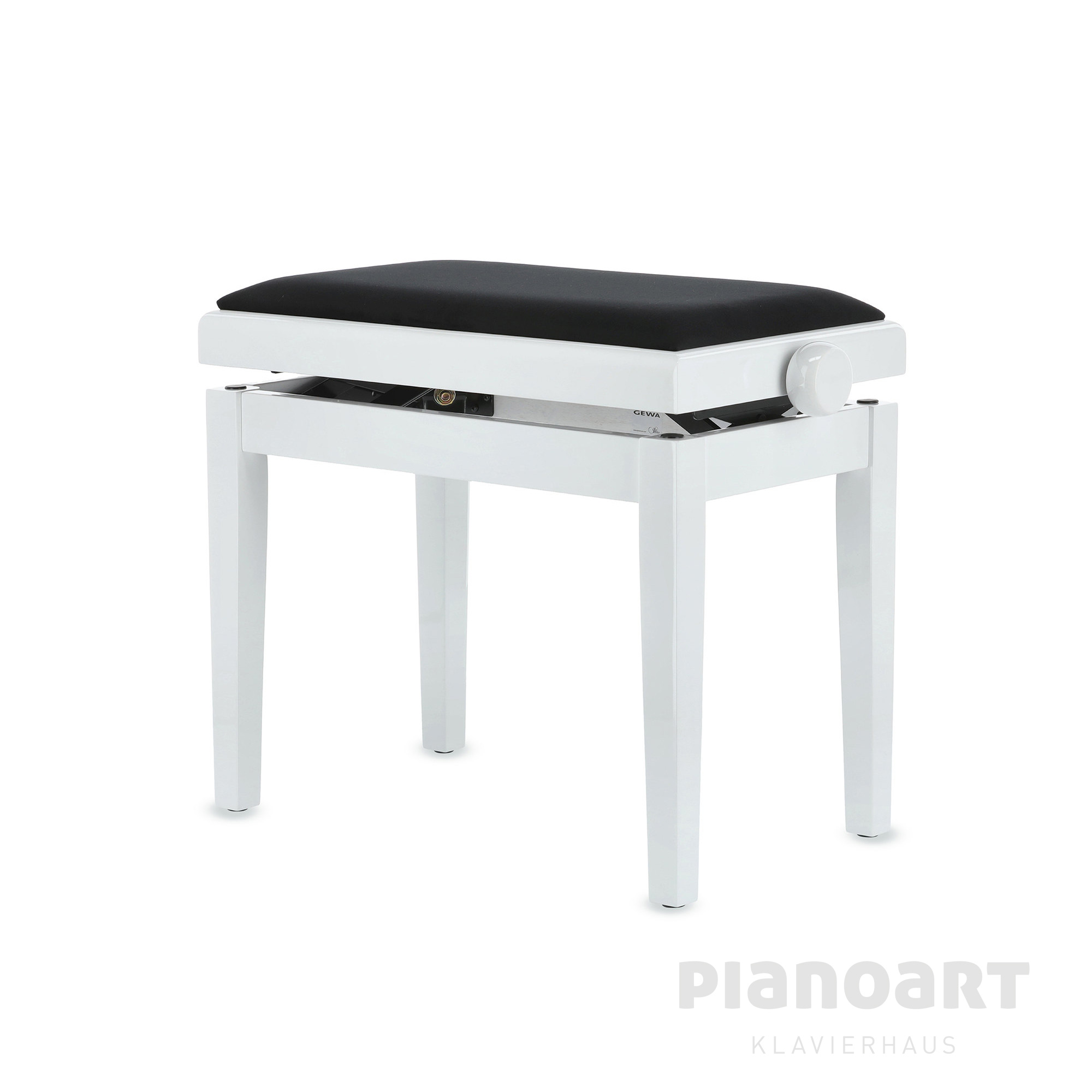 Gewa Deluxe Klavierbank Weiß Hochglanz und Velours Bezug