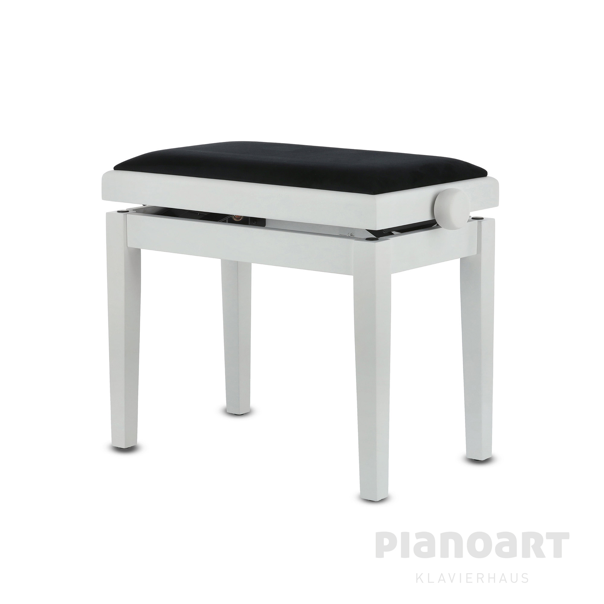 Gewa Klavierbank weiss matt und Kunstleder Bezug Schwarz