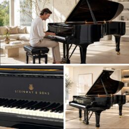 Steinway & Sons A-188 Flügel aus Hamburg in Schwarz Hochglanz