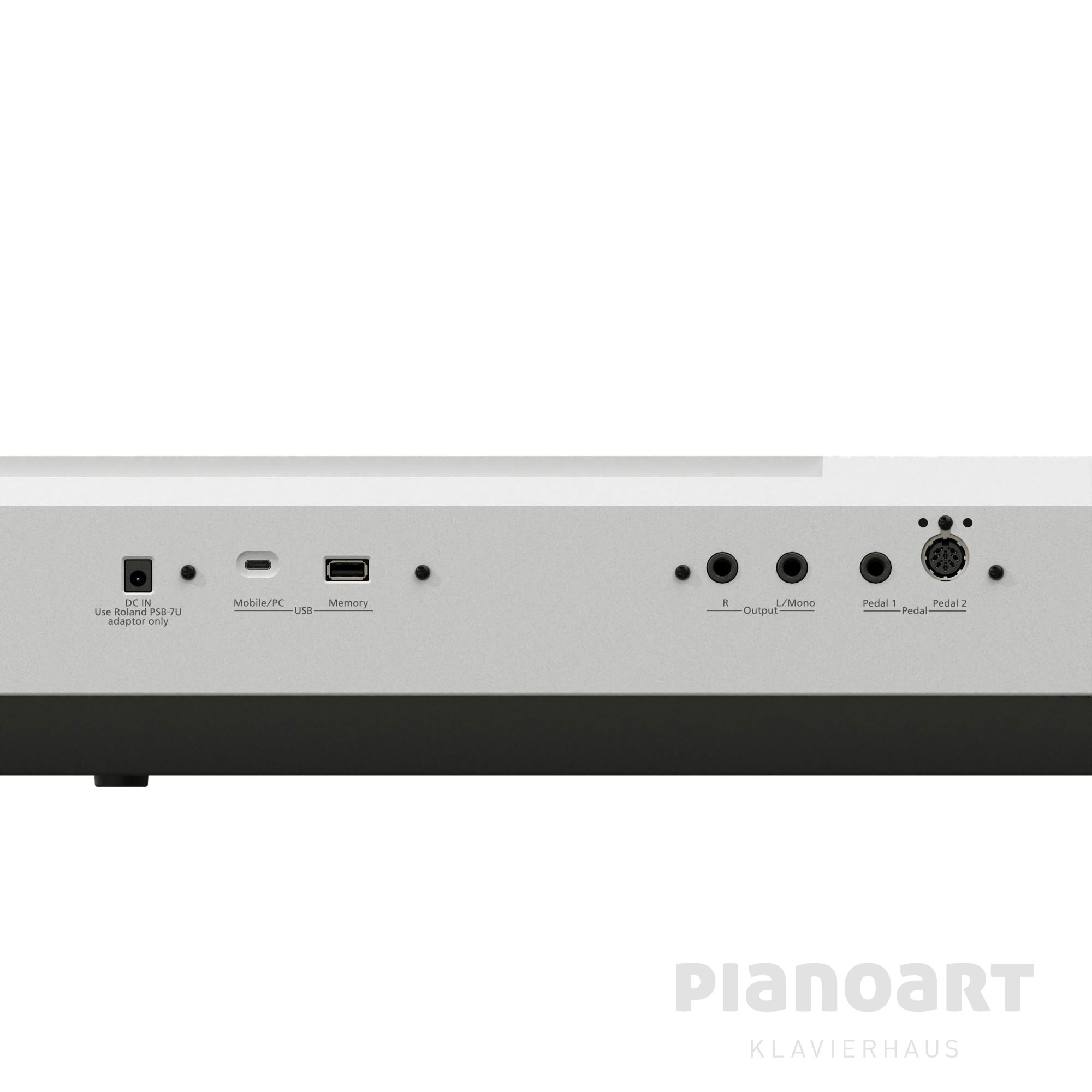 Ansicht der Anschlüsse des Roland FP-40 WH E-Pianos