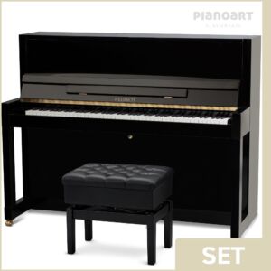 Feurich 115 Klavier-Set in Schwarz und Messing Beschläge